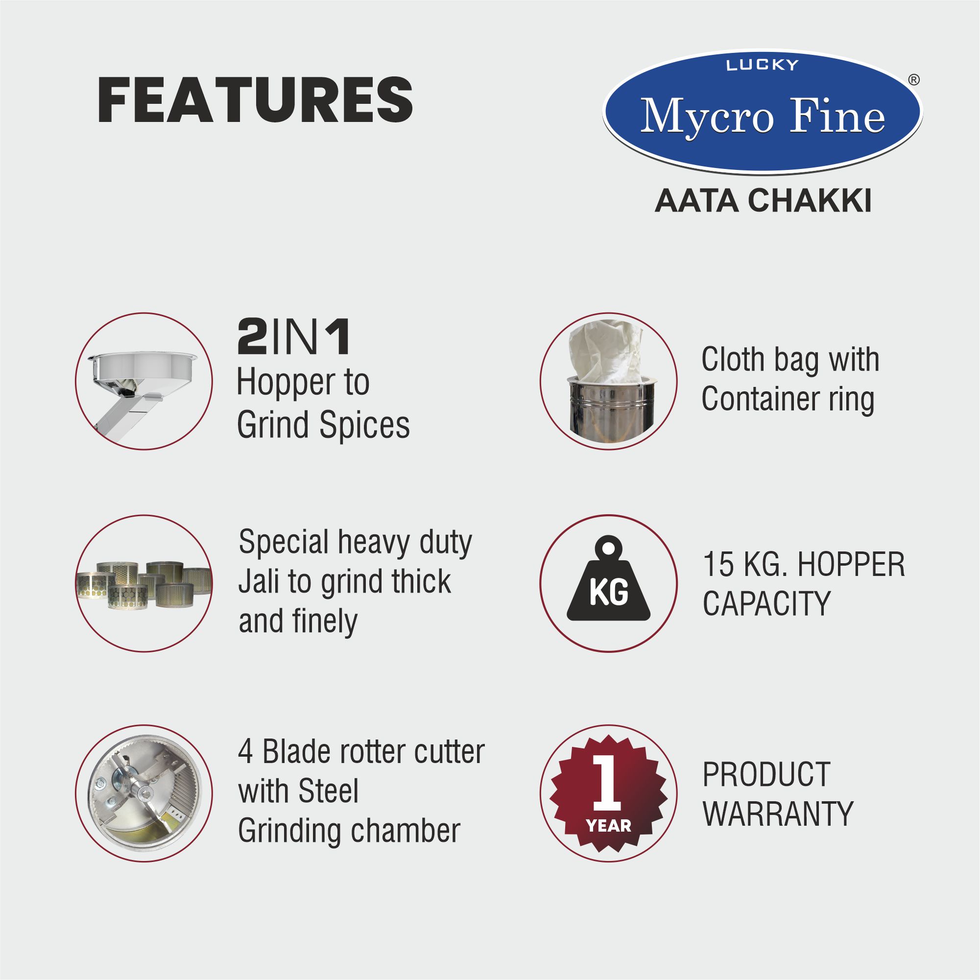 Mycrofine 5hp Aata Chakki