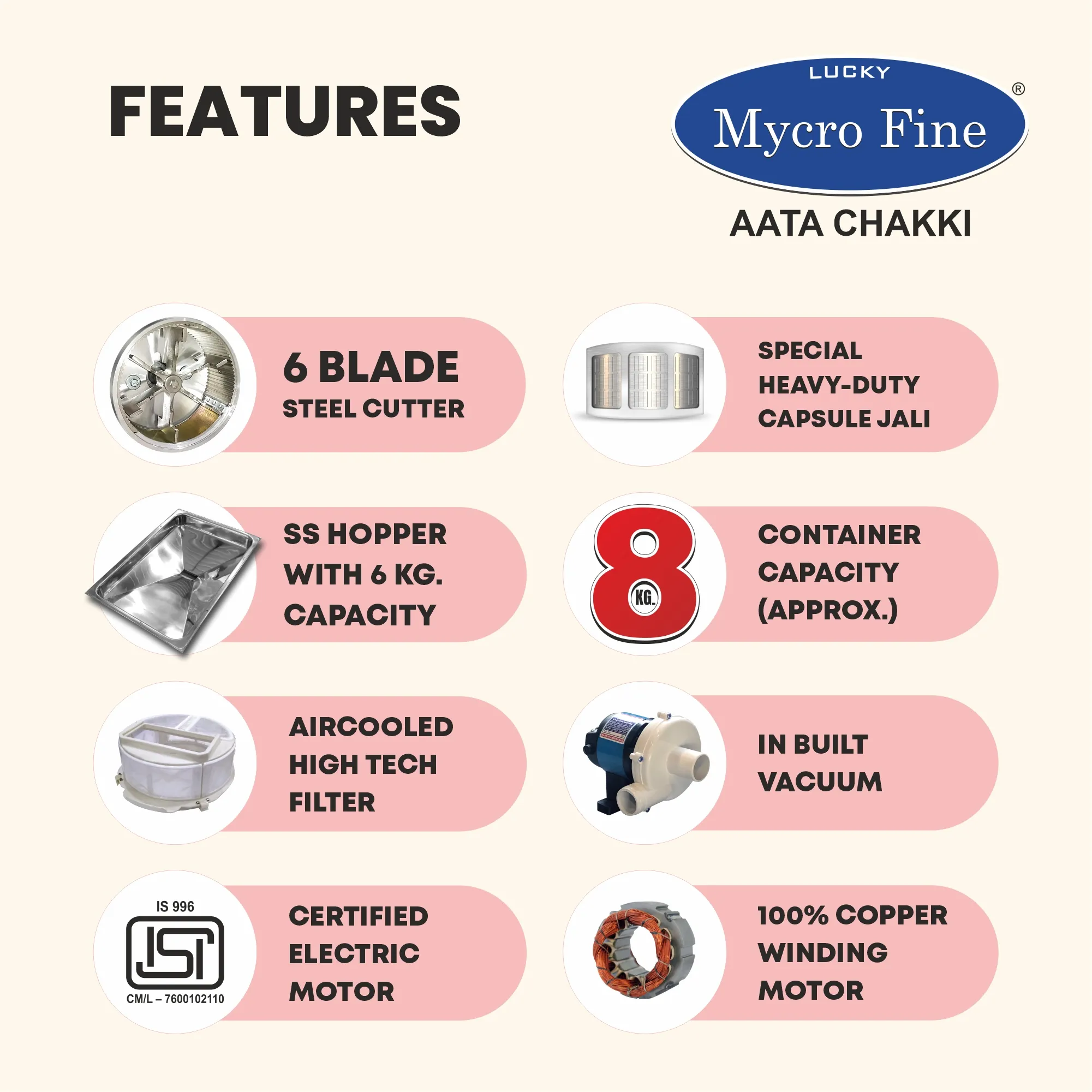 Mycrofine Neon Plus VC Aata Chakki