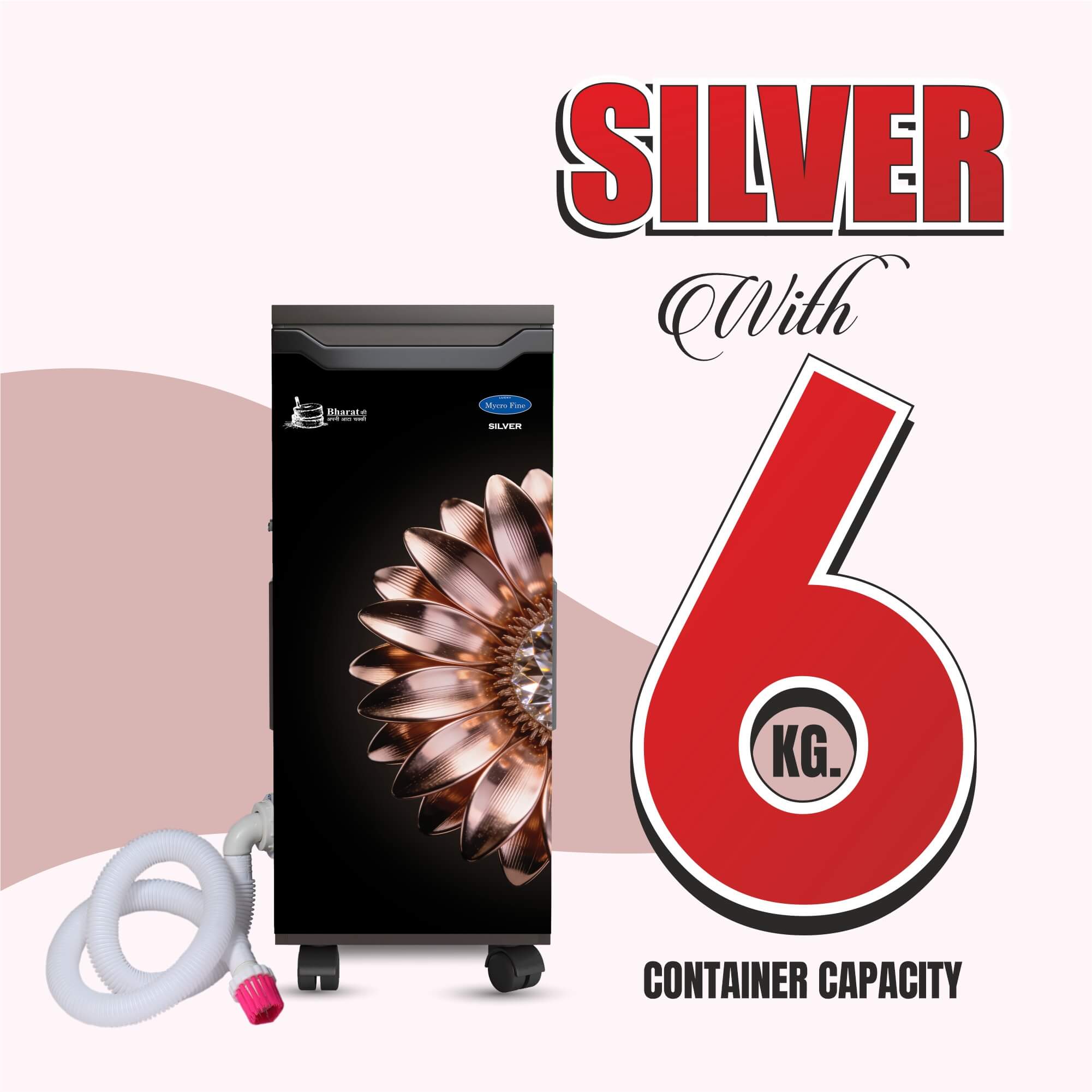 Silver Aata Chakki (VC) with Inbuilt Vacuum