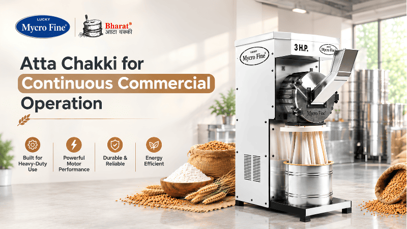 Commercial flour mill machine for continuous commercial operation